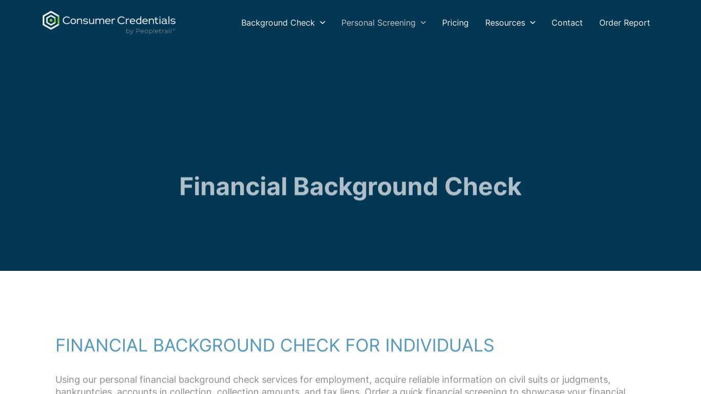 Financial Background Check - Consumer Credentials